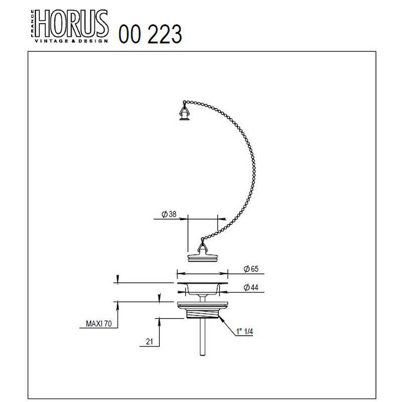 Bundventil m/kæde messing