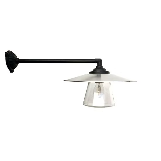 Facadelampe med lige 90° arm 60 cm og opalglas - Kulturbelysning Stationslampa