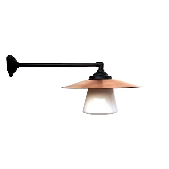 Außenwandleuchte mit gerade 90° Arm 60 cm und Opalglas - Kulturbelysning Stationslampa