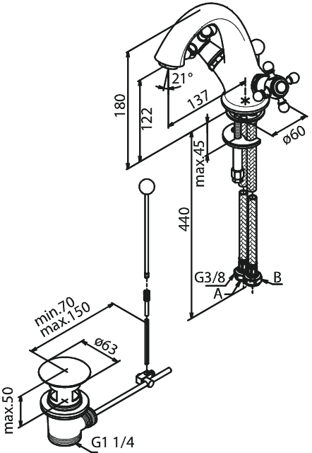Damixa håndvaskarmatur krom