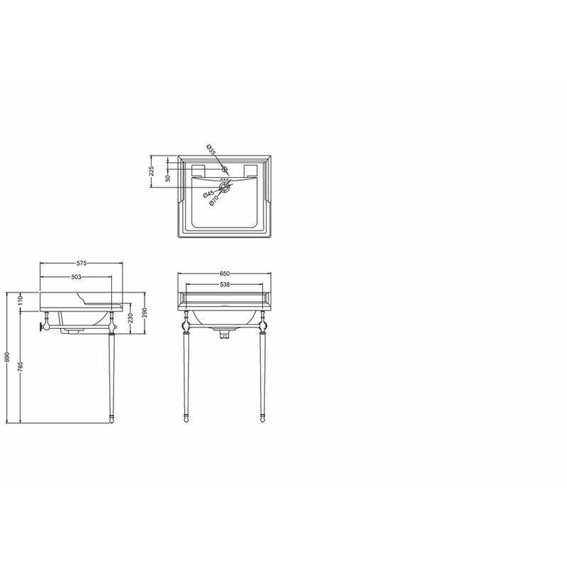 Burlington-vask Classic 65 cm med kromstativ