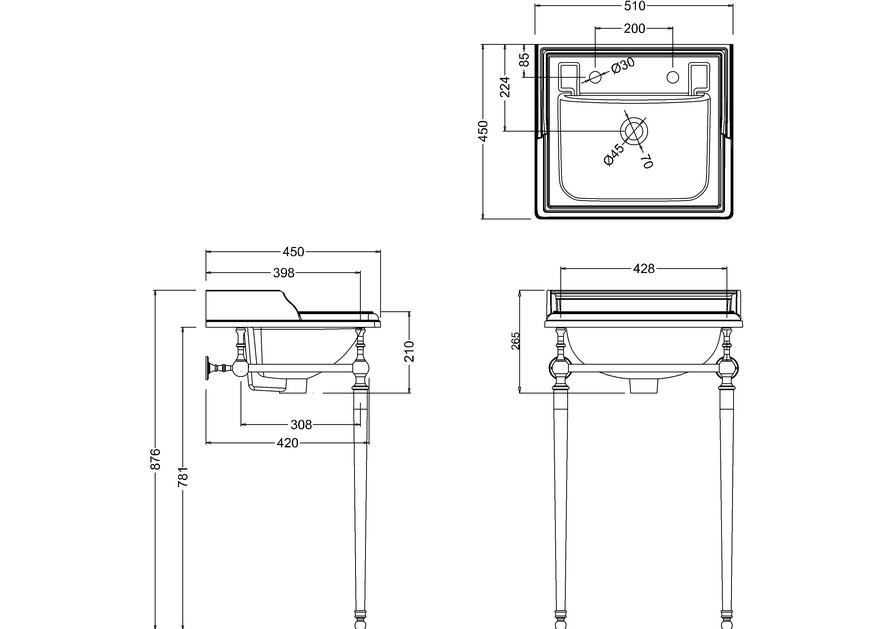 Håndvask Burlington Classic 50 cm med kromställning
