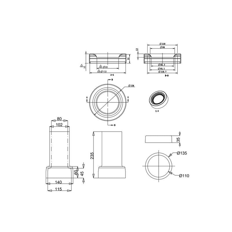Lige porcelænstilslutning til Burlington WC
