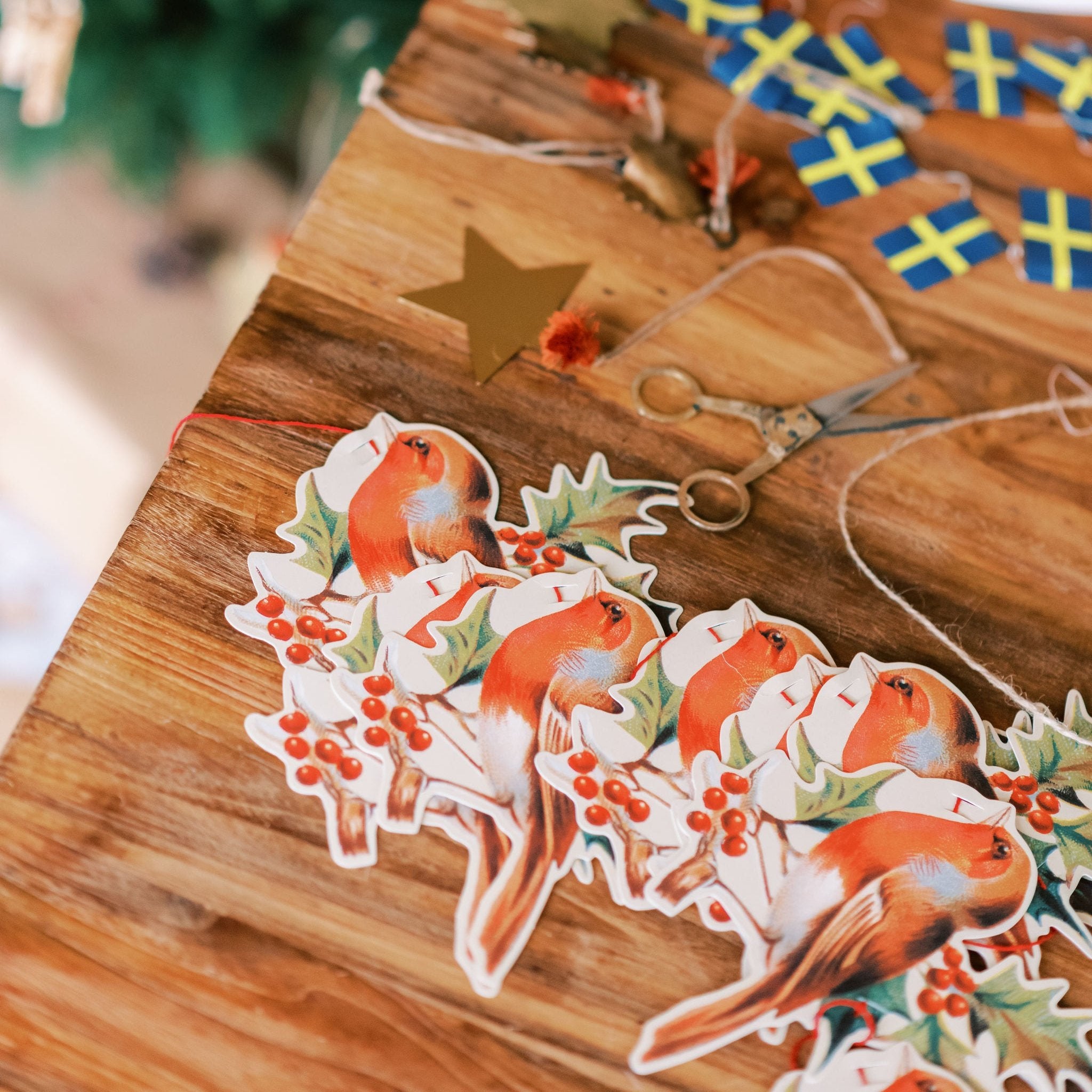 Gammeldags juleguirlande robin