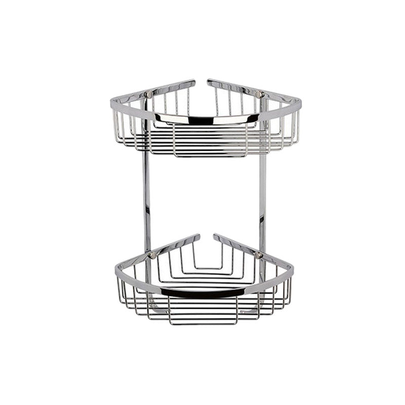 Bayswater dubbel badrumskorg i krom är en lösning för förvaring i dusch och badrum