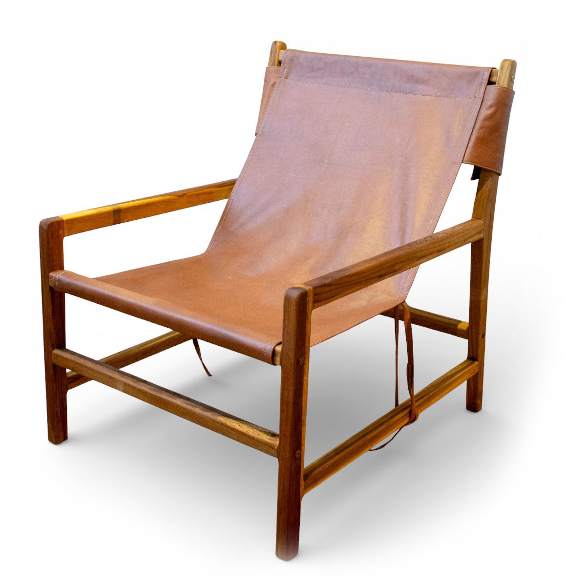 Fåtölj Jessie i teak och läder brun