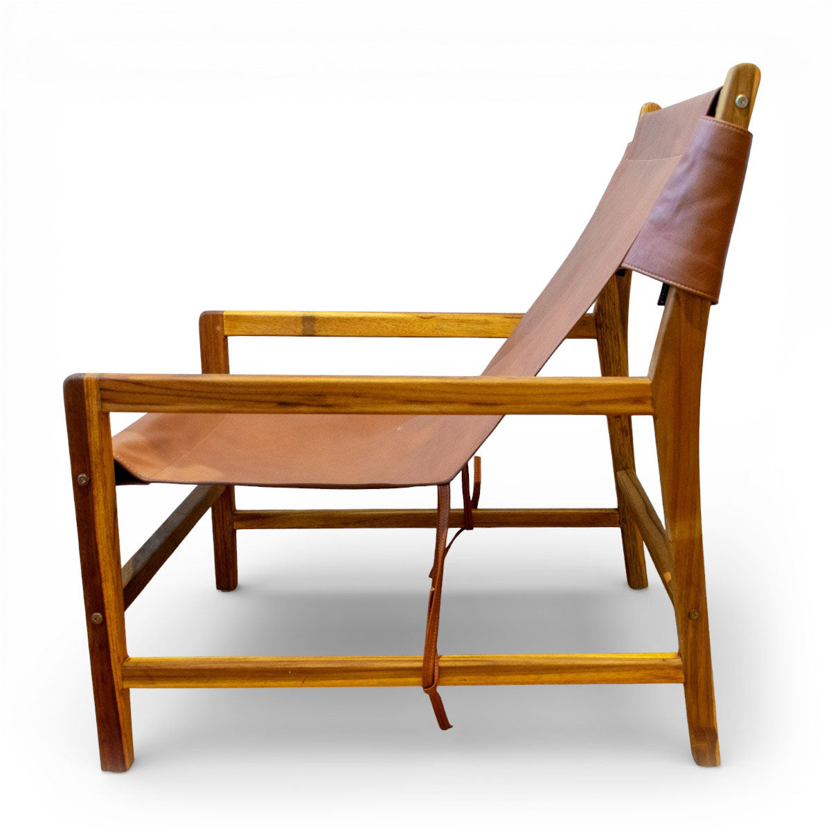 Fåtölj Jessie i teak och läder brun