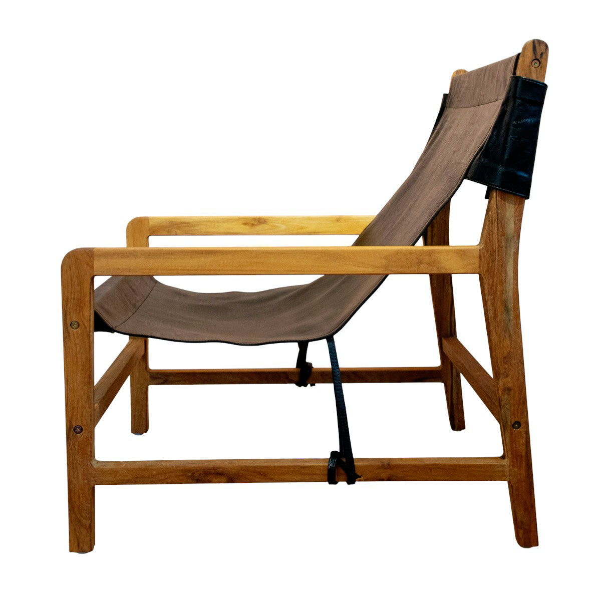 Jessie lænestol i teak og sort læder