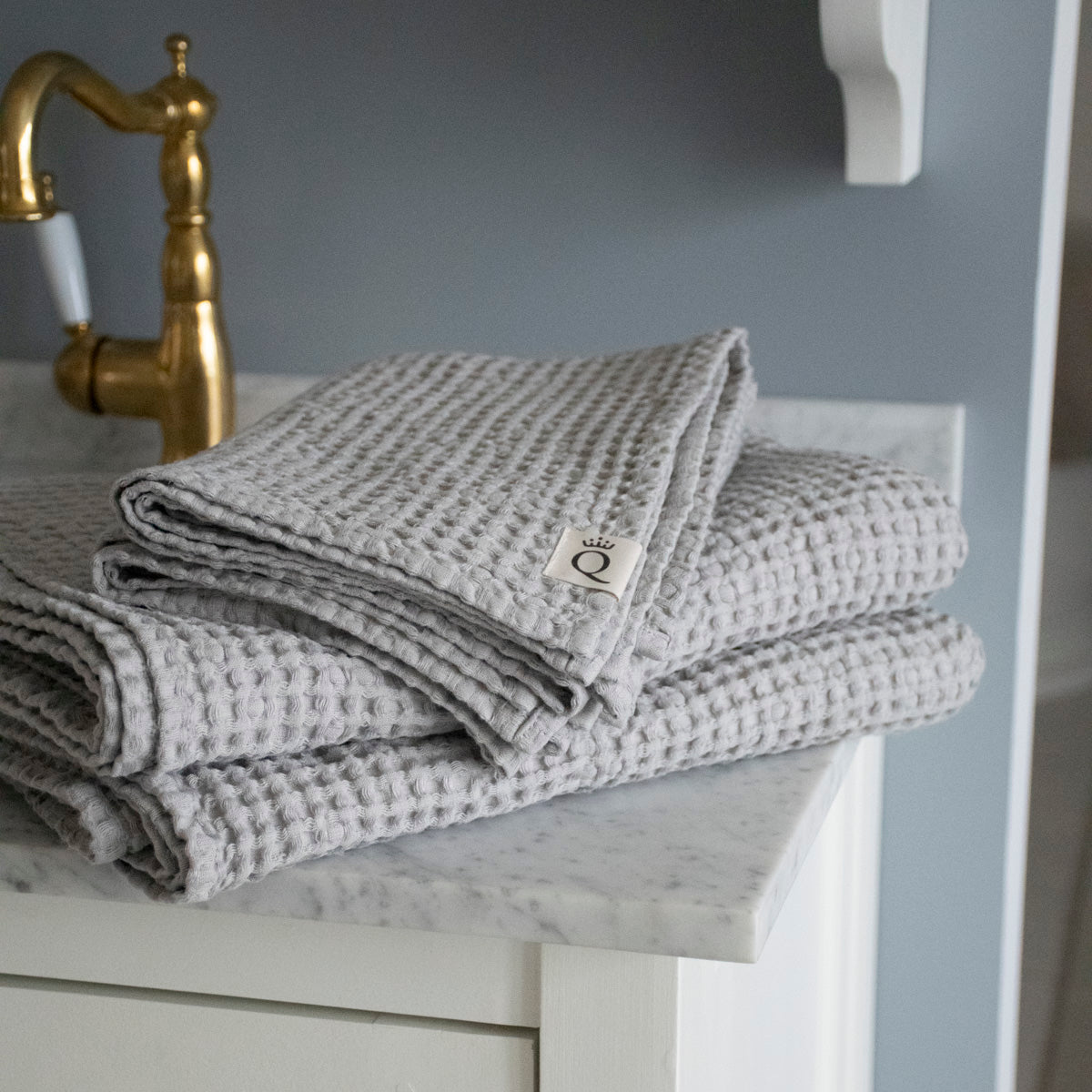 Vaffelhåndklæde Sandhammaren lysegrå 100x140 cm