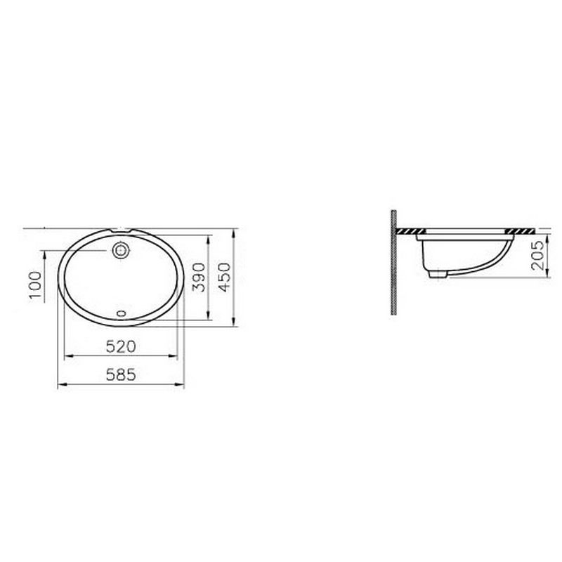 Indbygget håndvask Vitra Oval 58 cm