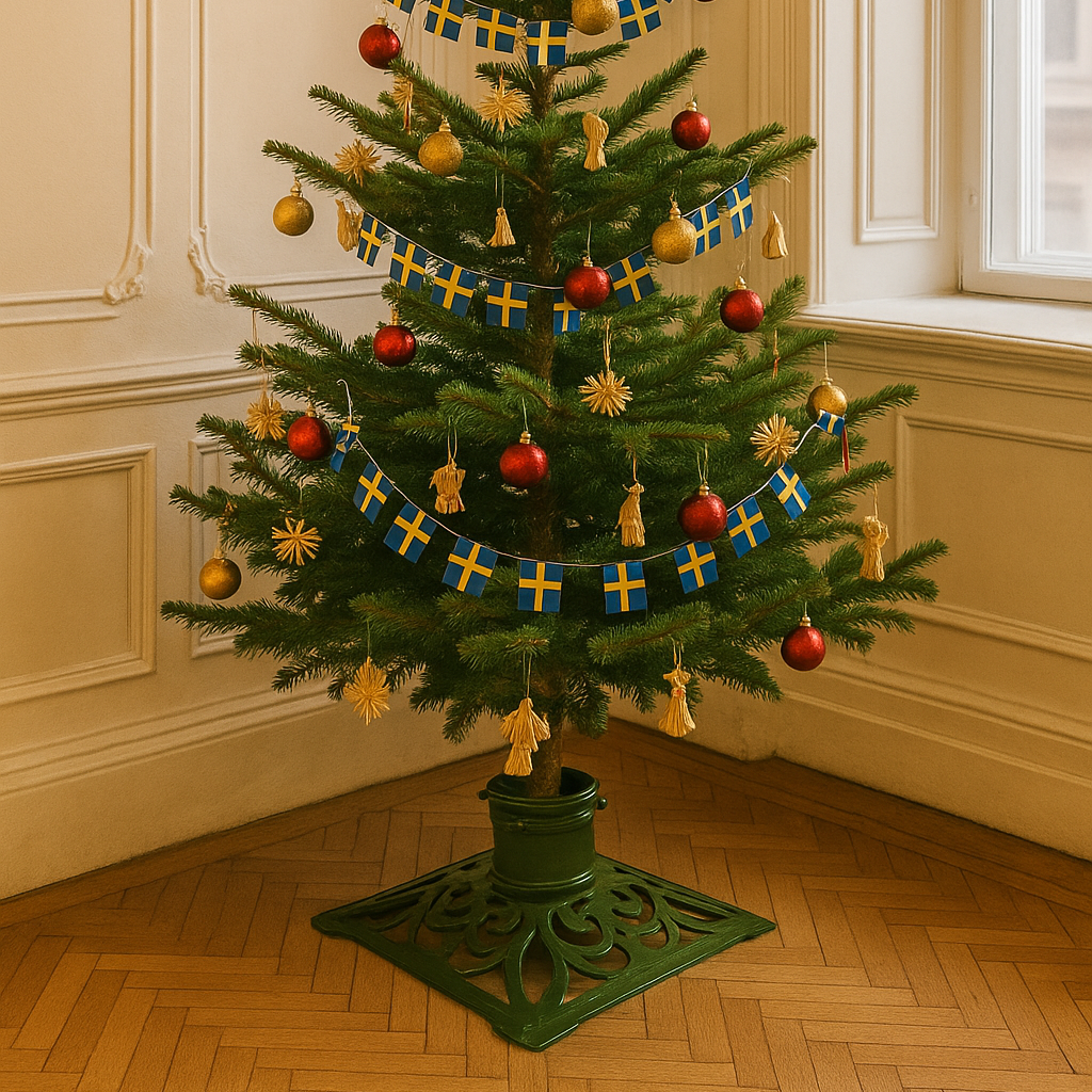 Weihnachtsbaumständer aus grünem Aluminium
