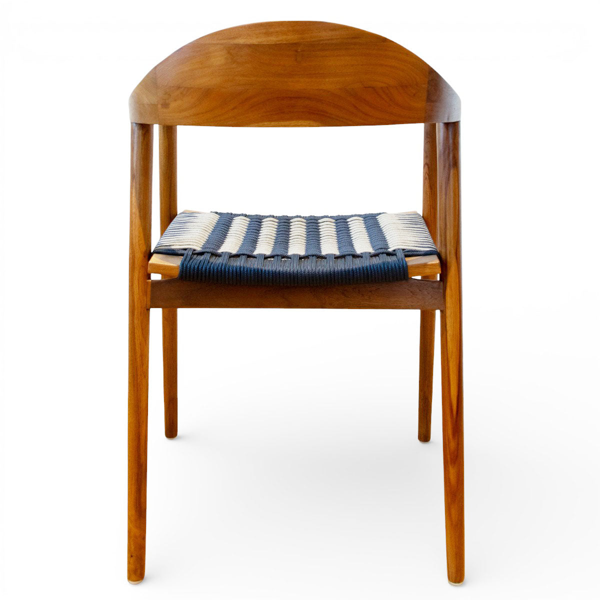 Lænestol Jessie i teak, sæde i flet, blå/grå