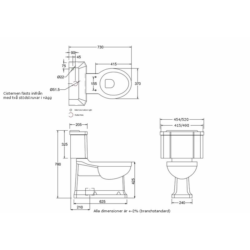 Burlington toalett S-lås inkl. sits