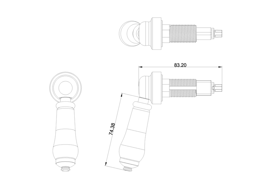 Skyltknap til Burlington WC krom / hvid