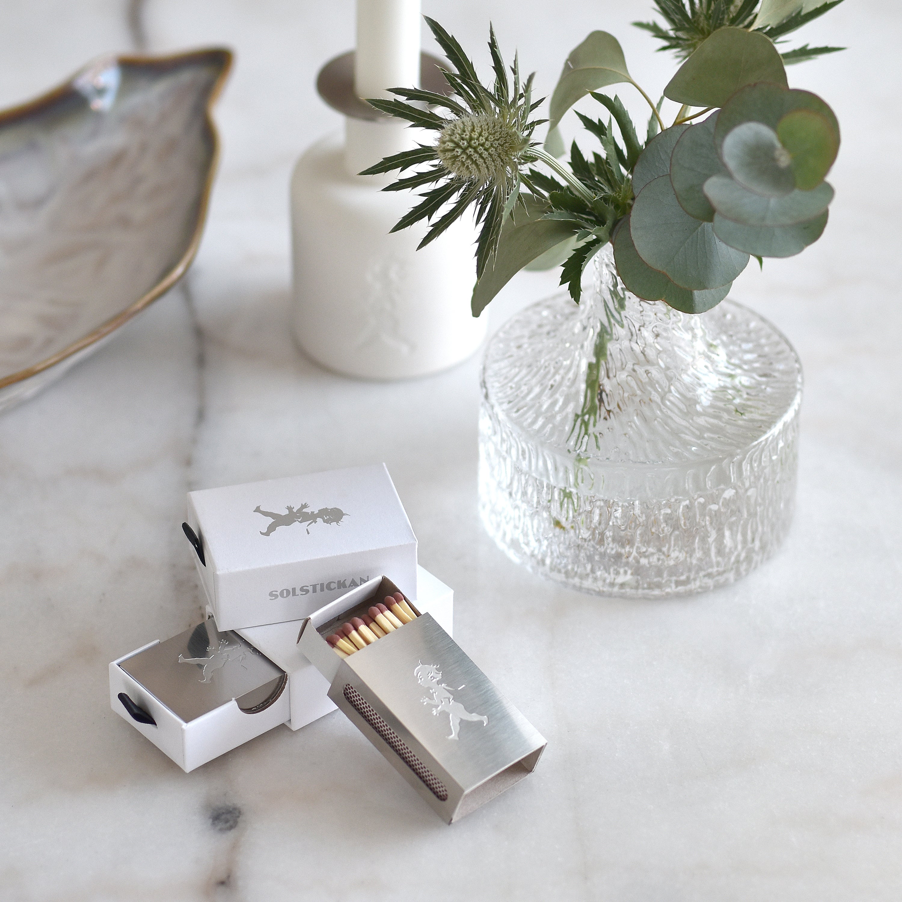 Tändsticksfodral Solstickan silver