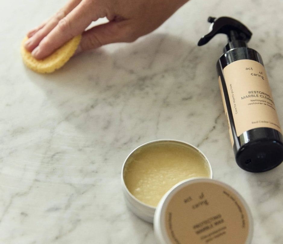 Paket med marmorrengöring & skyddande vax ekologiskt Act of Caring