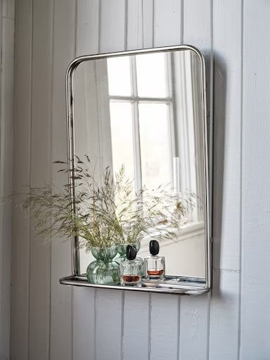 Badrumsspegel m. Hylla Rostfritt Stål Stor