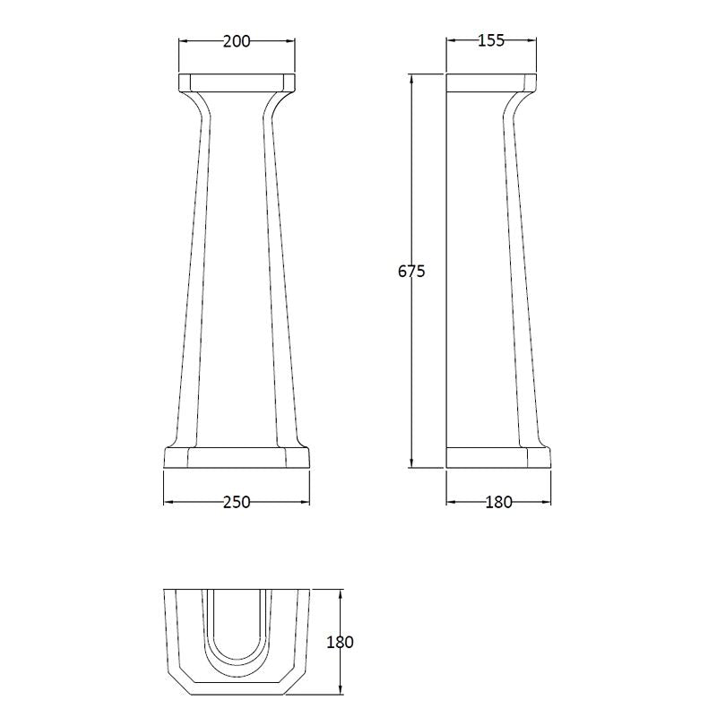 Tvättställ Fitzroy 60 Cm Med Piedestal - Ett Blandarhål