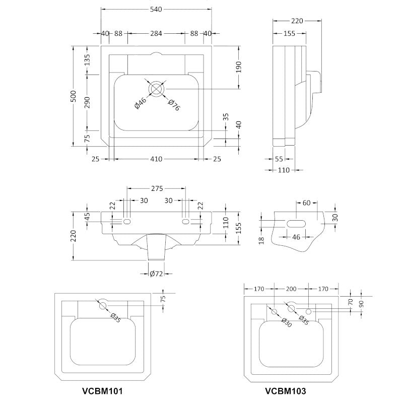 Tvättställ Victrion 54 Cm – Med Piedestal