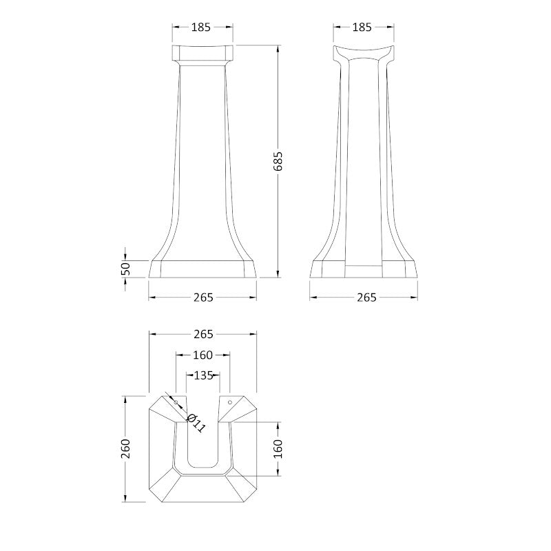 Tvättställ Victrion 54 Cm – Med Piedestal
