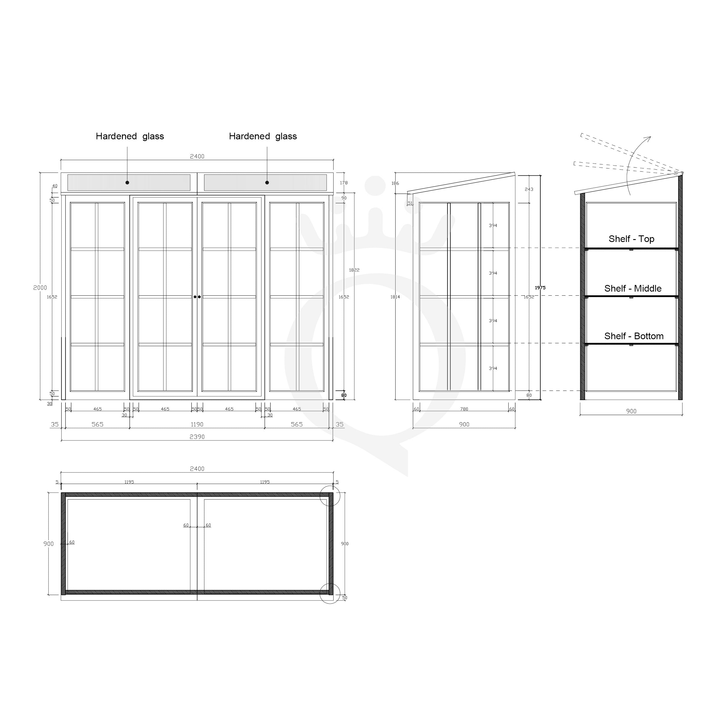 Væg drivhus olieret mahogni stor