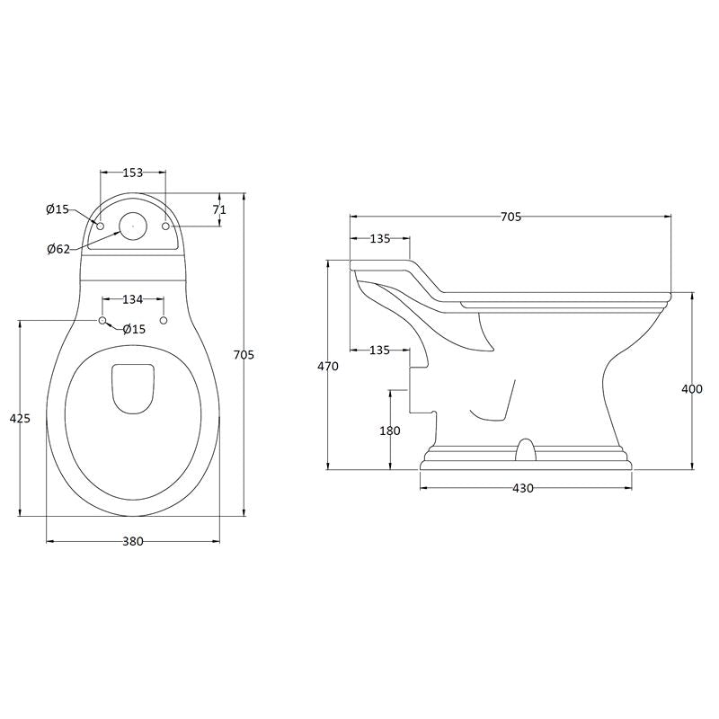 Porchester toalett med mjukstängande sits