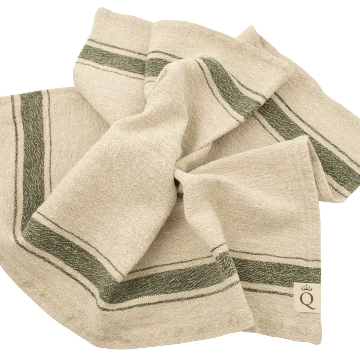 Køkkenhåndklæde Hörte natur/grøn 40x65 cm