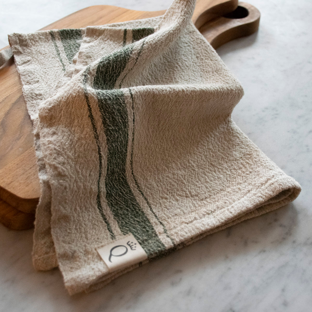 Køkkenhåndklæde Hörte natur/grøn 40x65 cm