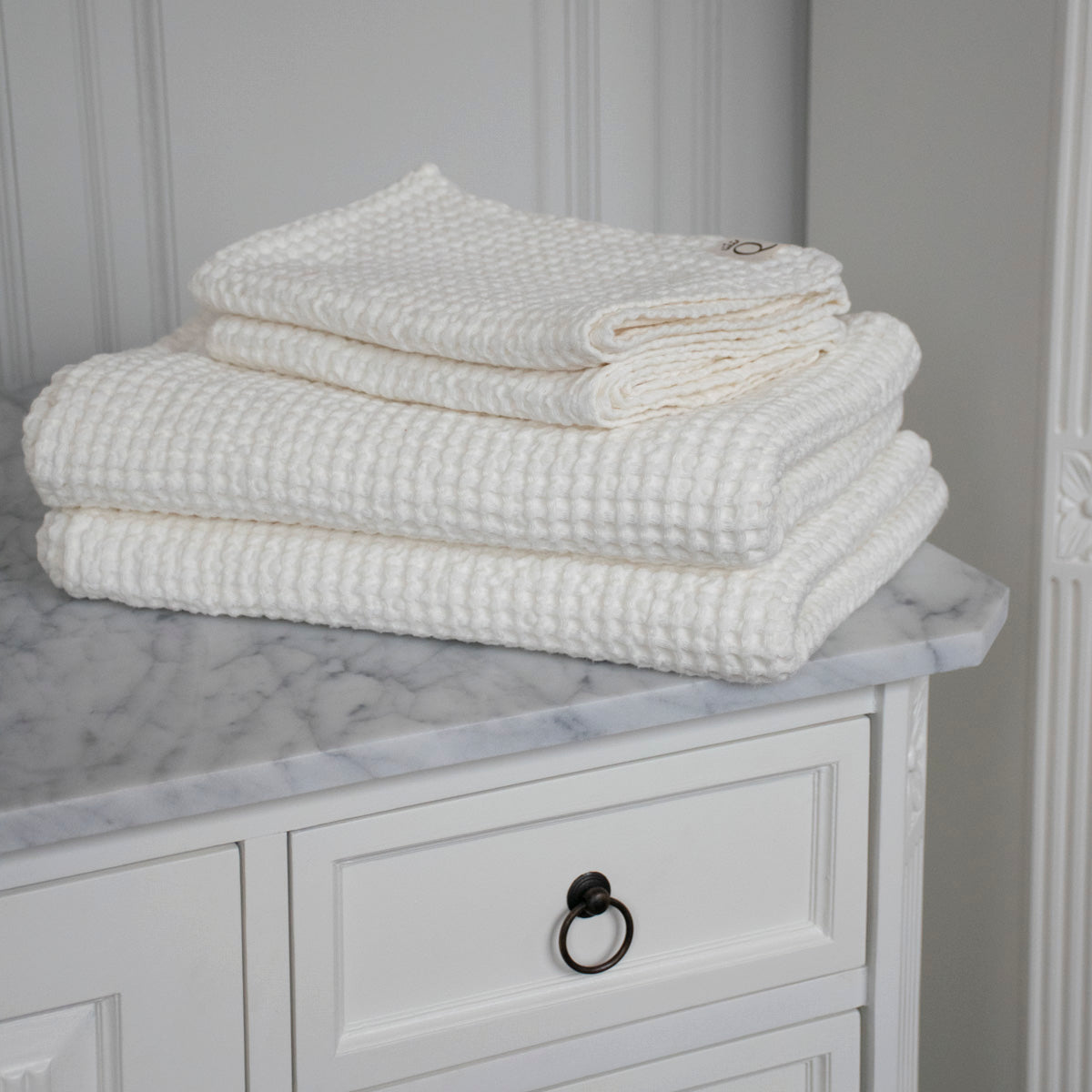 Vaffelbadehåndklæde Sandhammaren naturhvid 100x140 cm