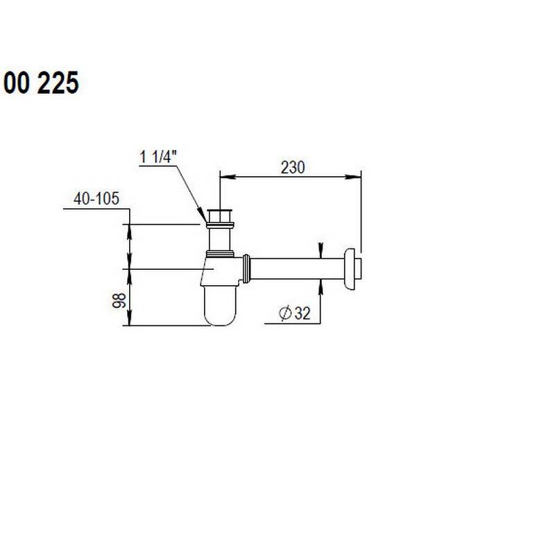 Vandlås Vægafløb messing