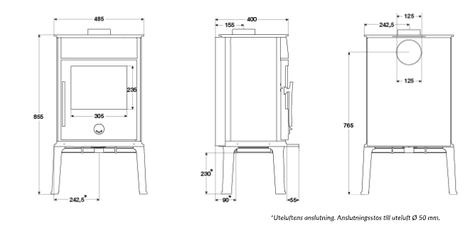 Gjutjärnskamin Oden 6300
