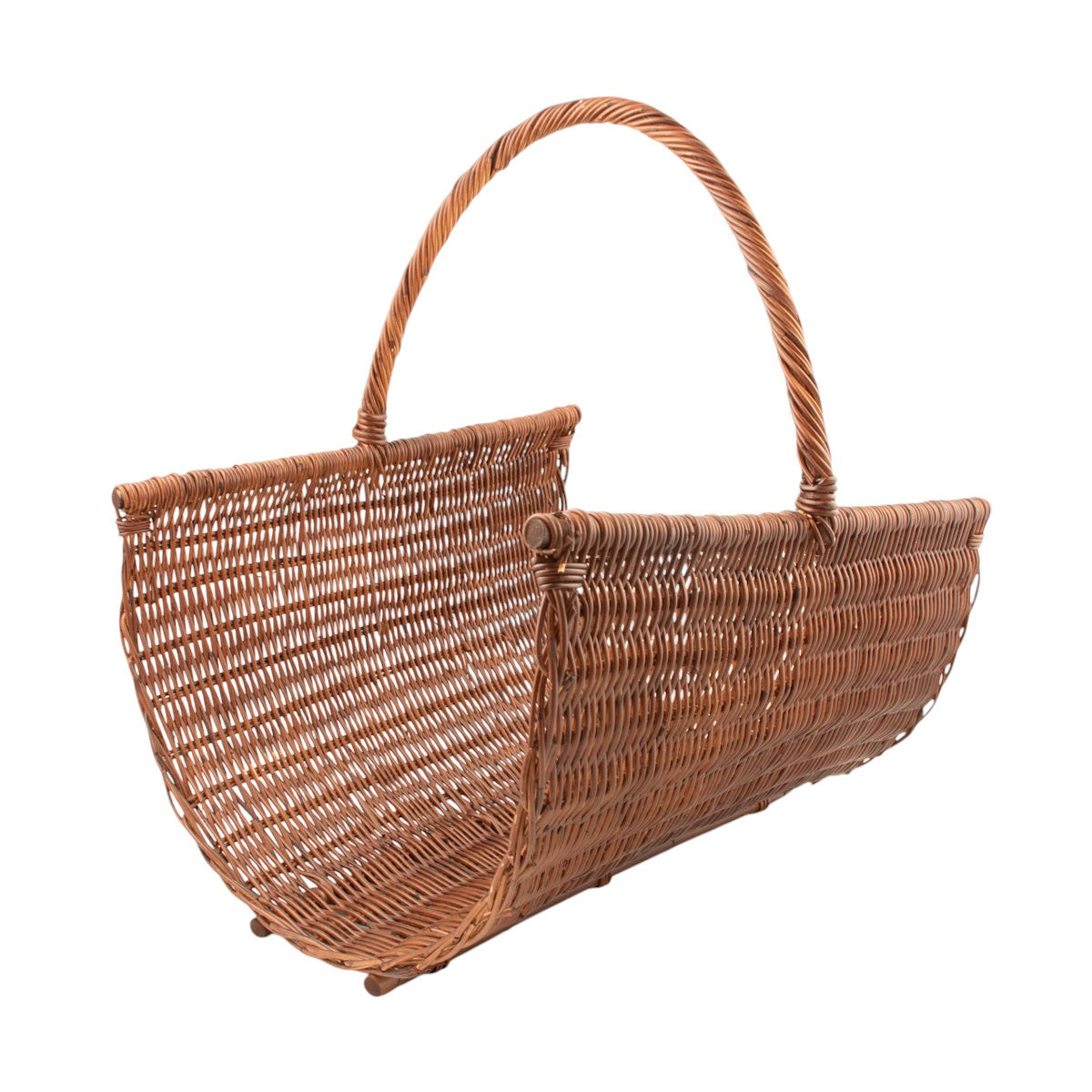 Brun flettet brændekurv