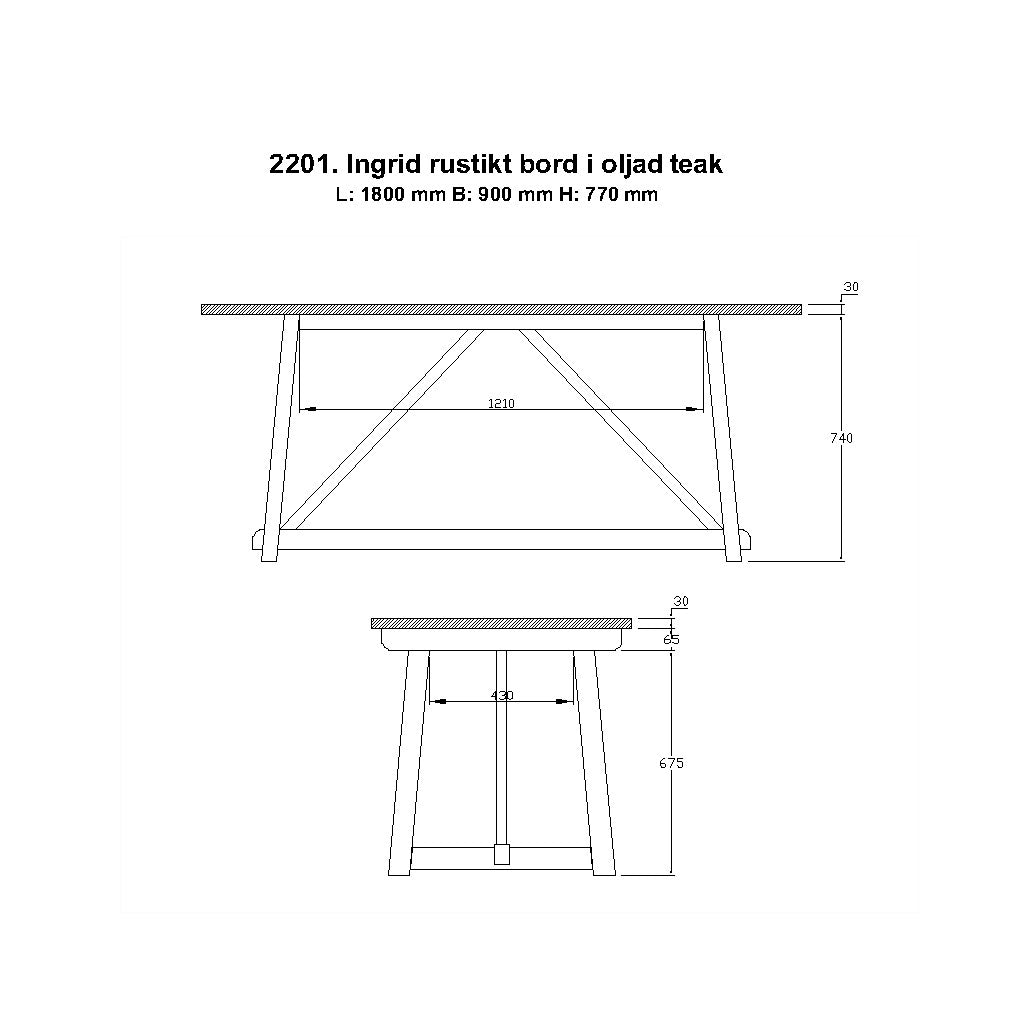 Ingrid Rustikt Bord Olieret Teak