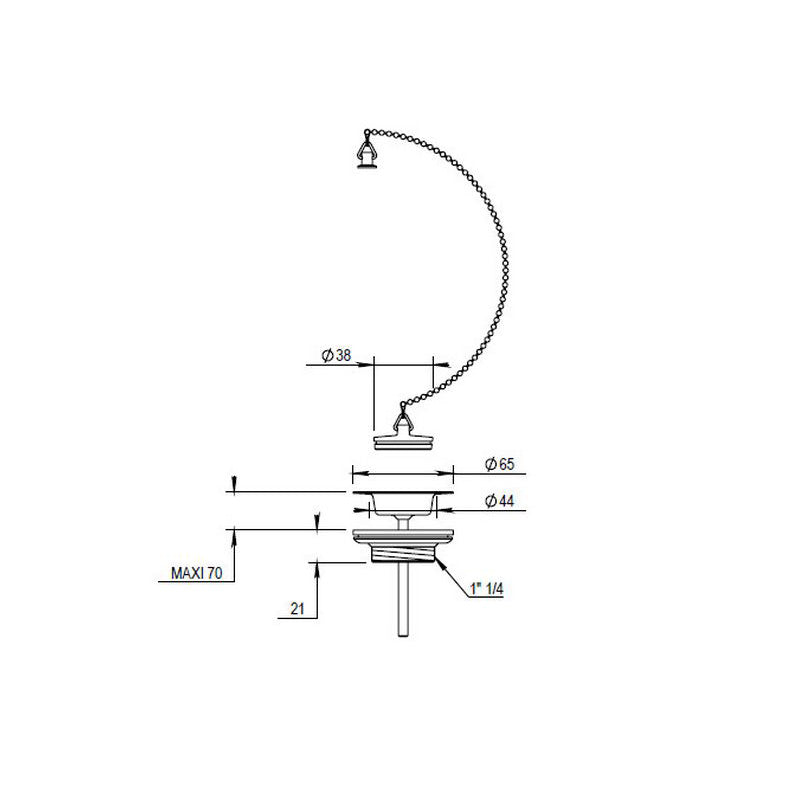 Bundventil med kæde krom