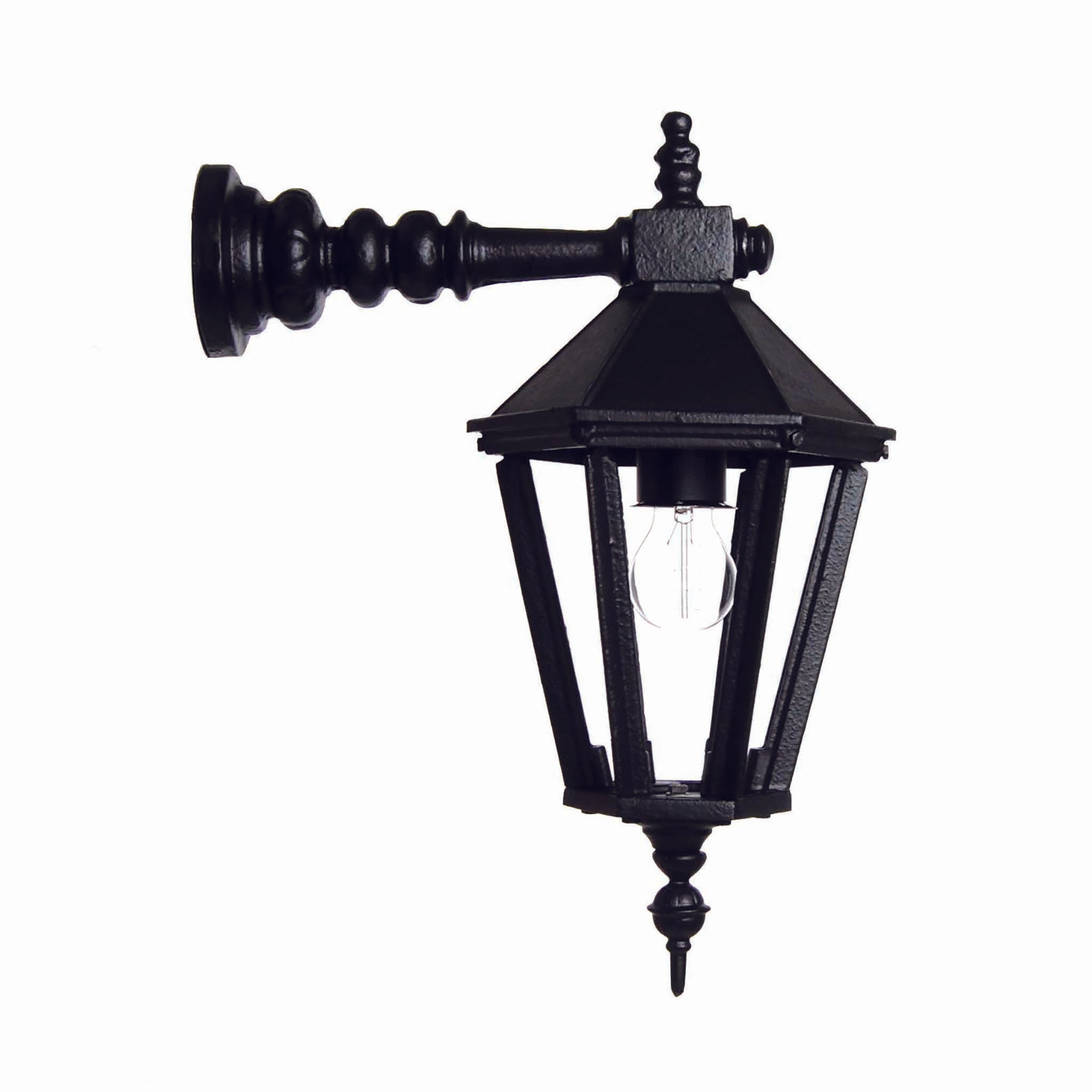 Lanternehus 6-sidet lille ophæng med lige vægbeslag