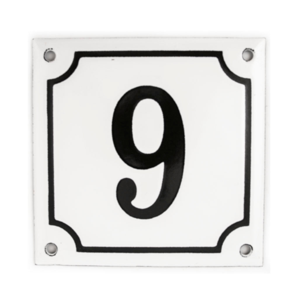 Husnummer emalje 9