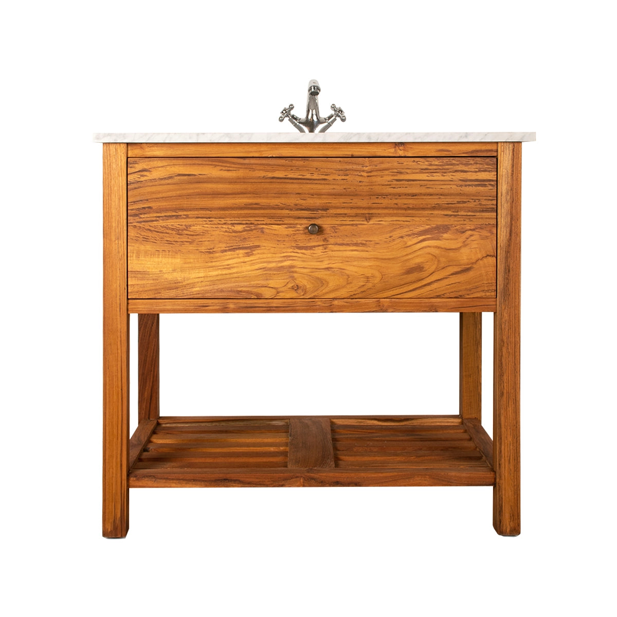 Adele kommode i teak med marmorplade