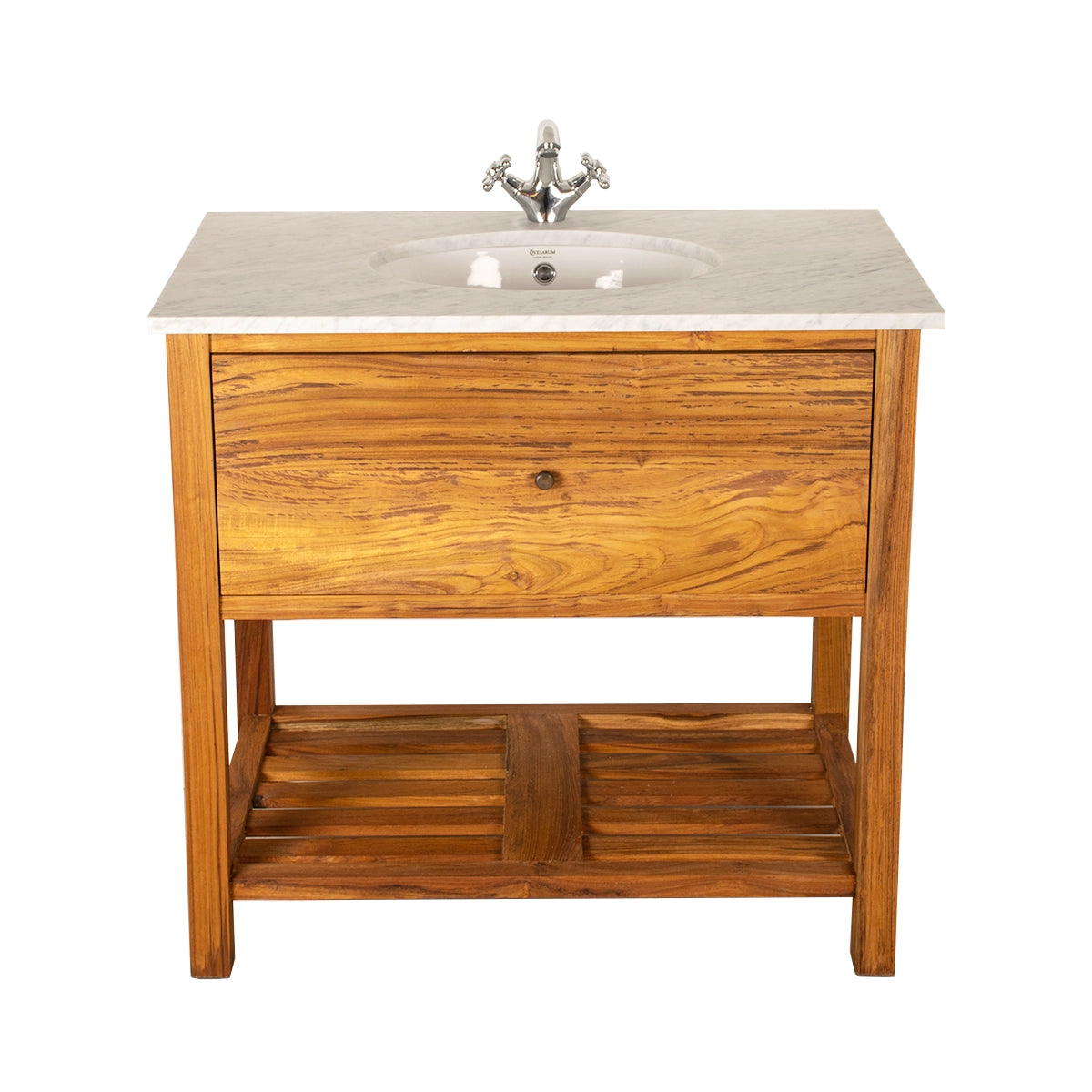 Adele kommode i teak med marmorplade