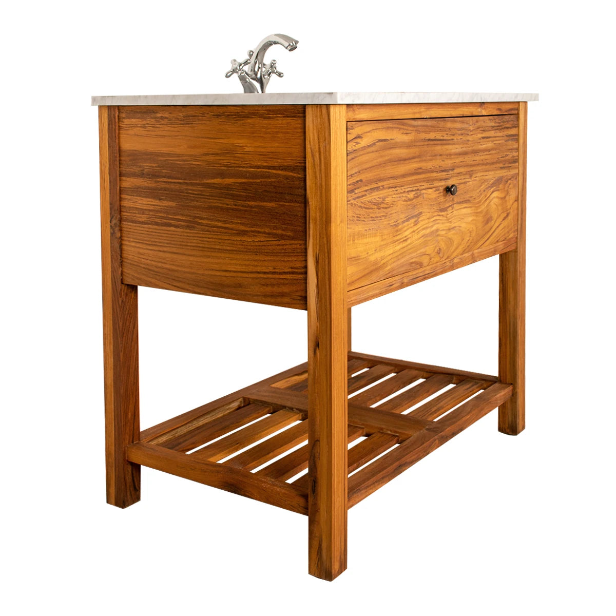 Adele kommode i teak med marmorplade