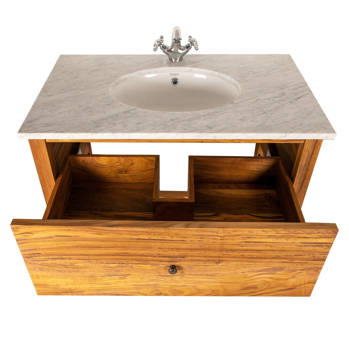 Adele kommode i teak med marmorplade