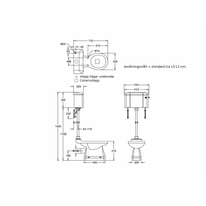Mellemhøjt Toilet m/smal cisterne