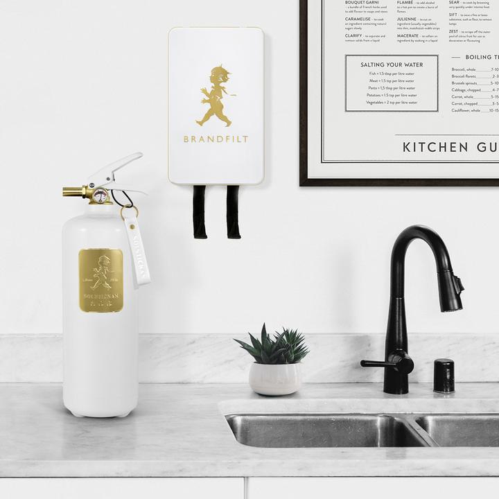 Solstickan Brandtæppe hvid/messing