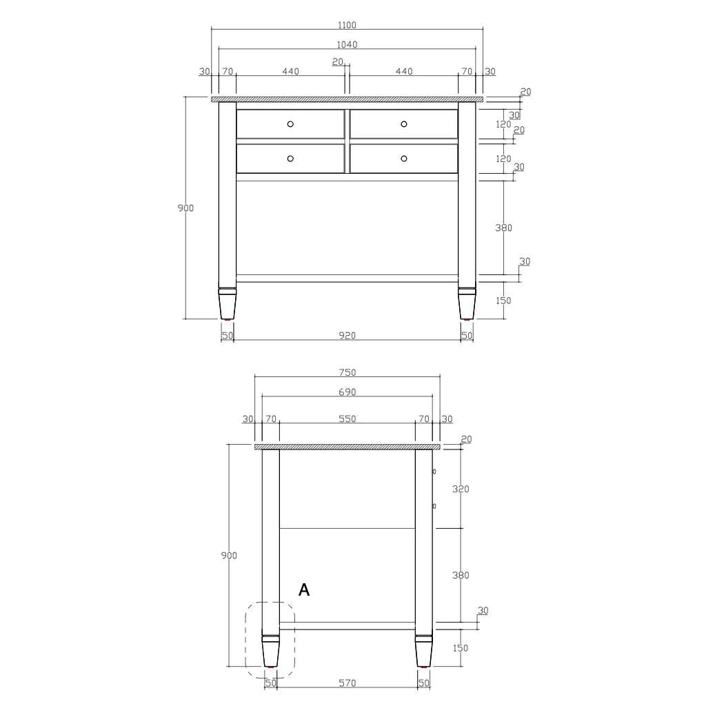 Køkkenø med marmorplade Siri