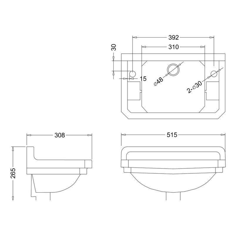 Håndvask Burlington Edwardian JR Rektangulær