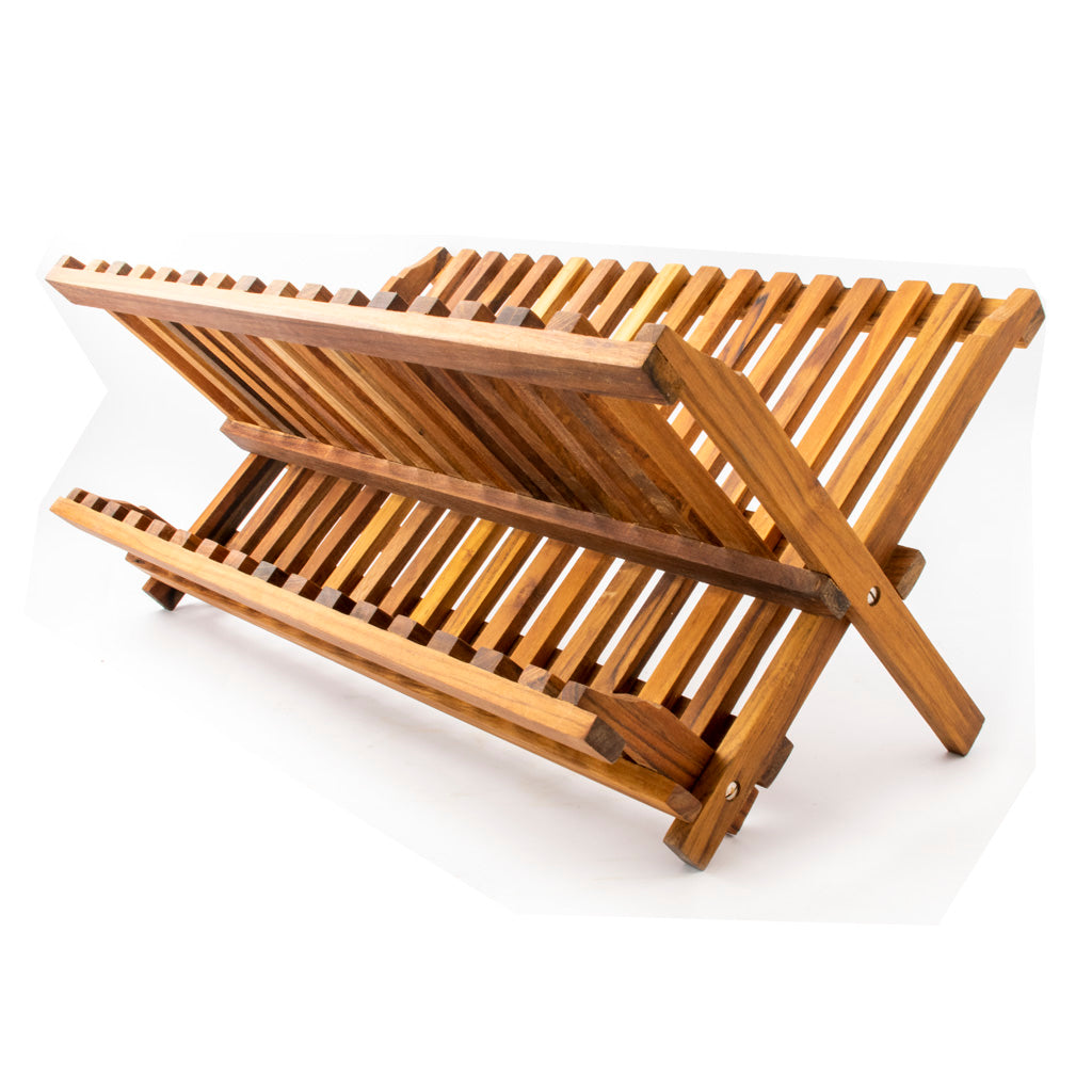 Sammenfoldeligt trætallerkenstativ