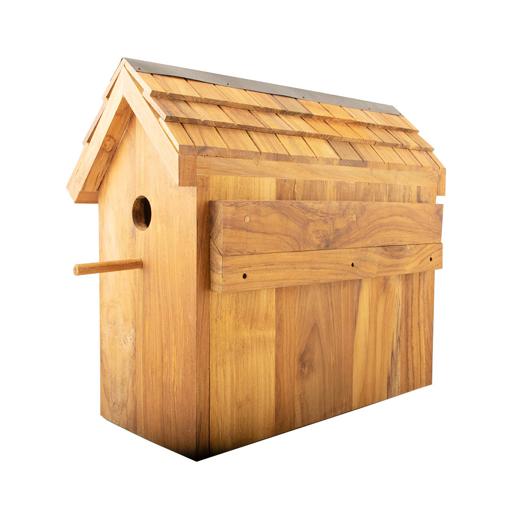 Getterön fuglehus i teaktræ med tre huller