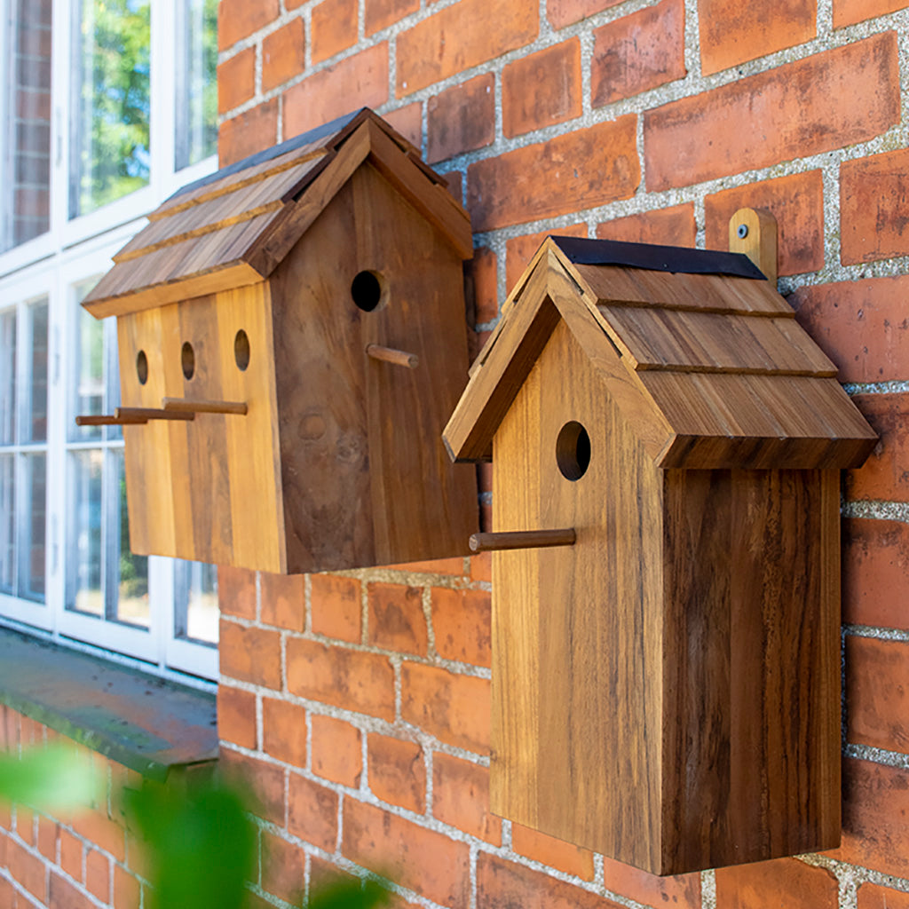 Getterön fuglehus i teaktræ med tre huller