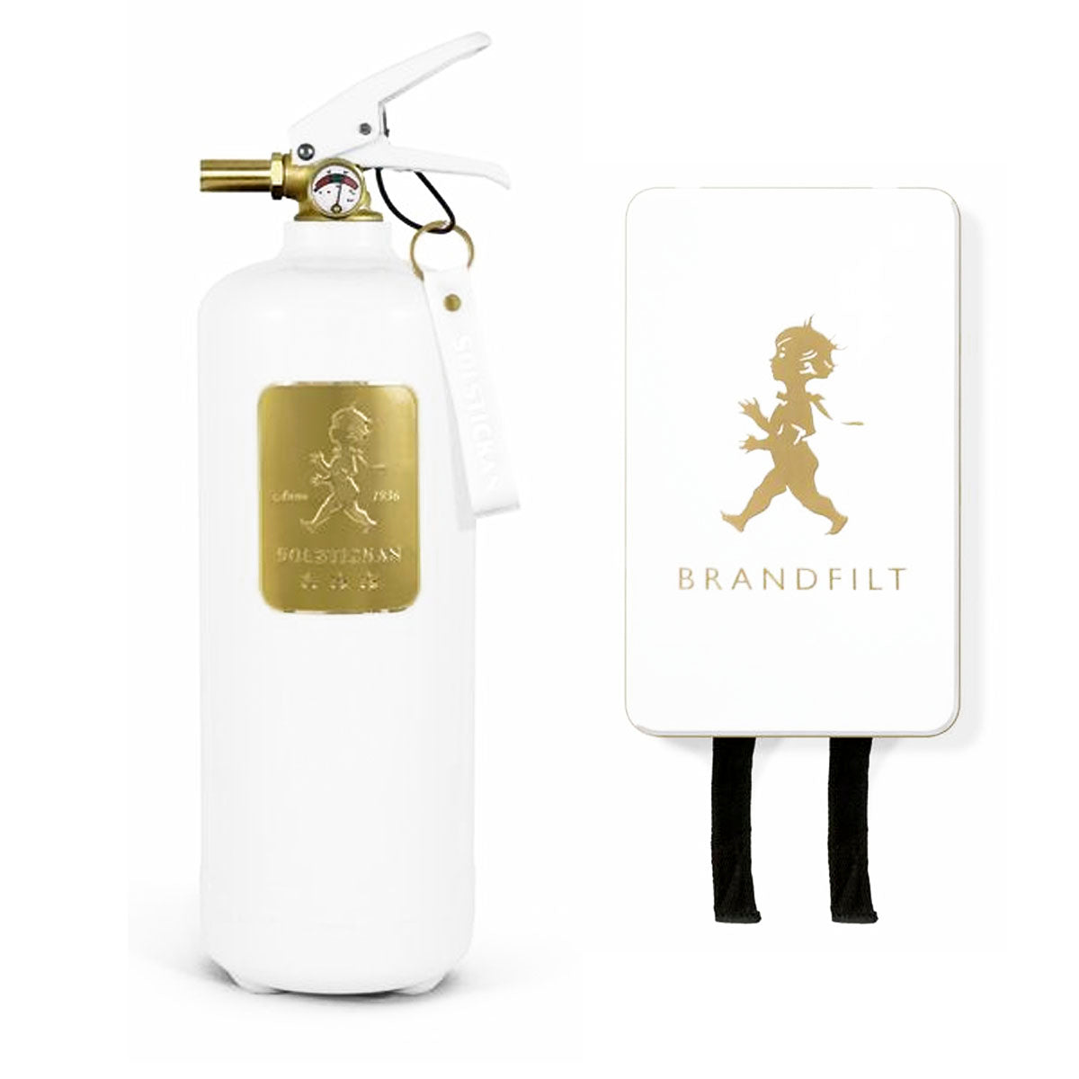 Paket Solstickan brandsläckare & brandfilt vit/guld