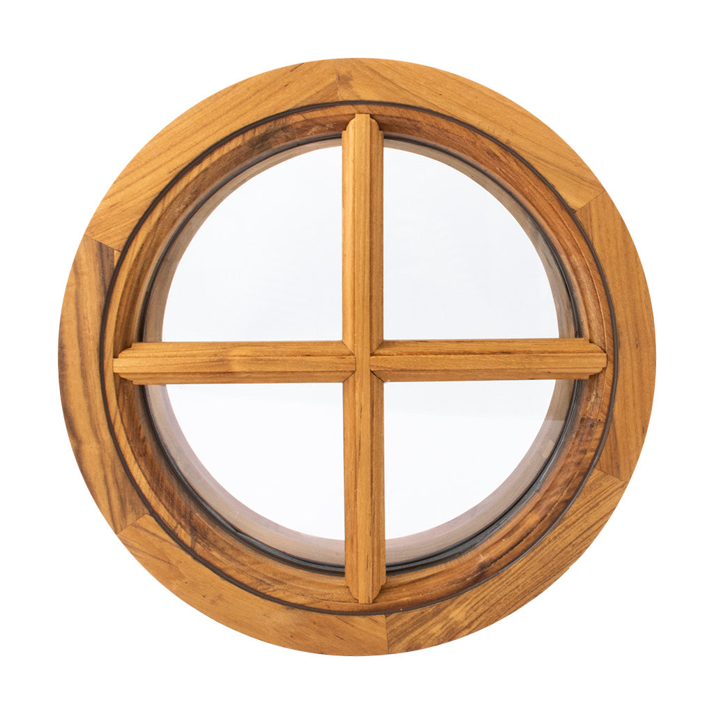 Rundt Vindue Teak Ø370 mm Termorude D415