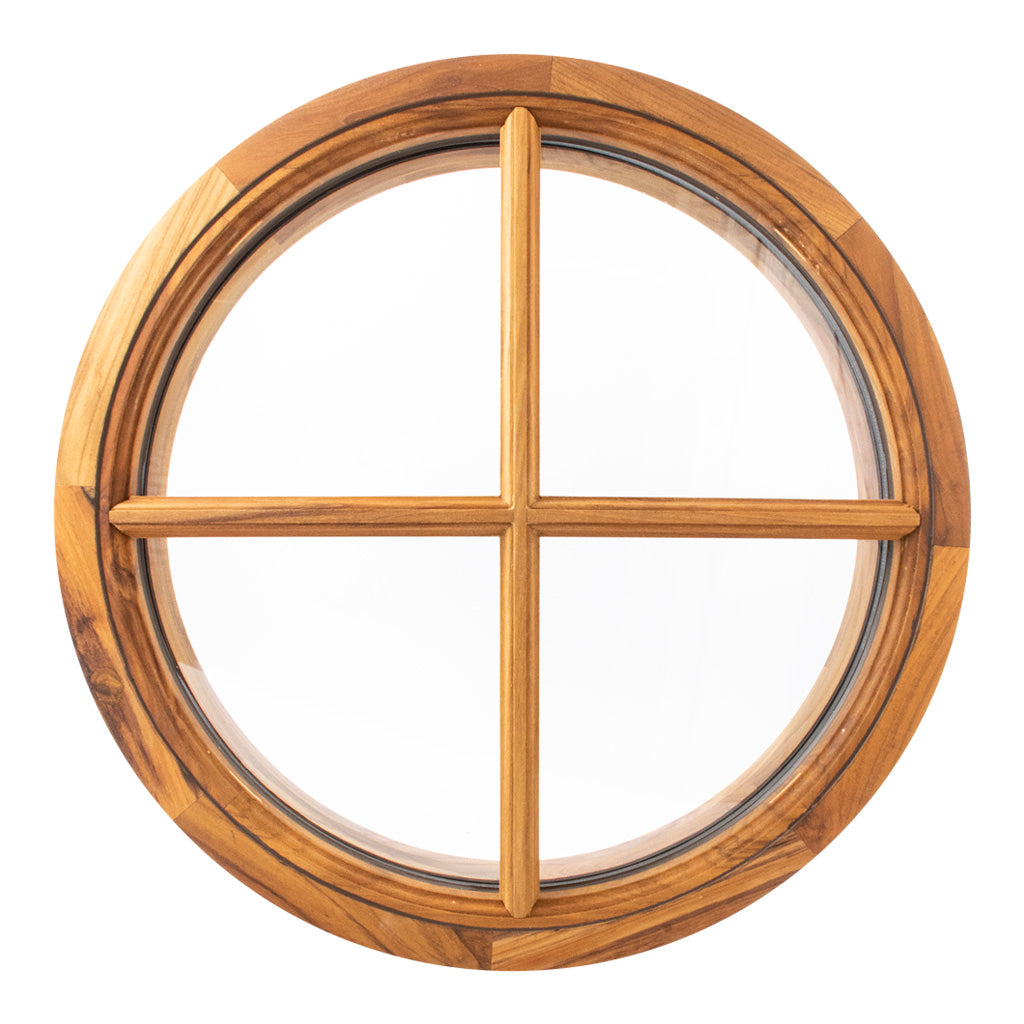 Rundt Vindue Teak Ø570 mm Termorude D415